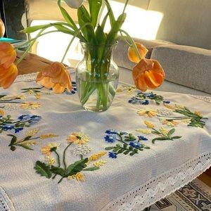 Gorgeous hand embroidered table runner.